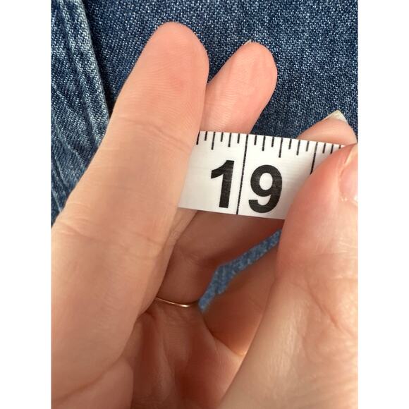 Vintage LL Bean Dress Womens Small Blue Denim Mini Button Western Boho Bohemian - Picture 8 of 8